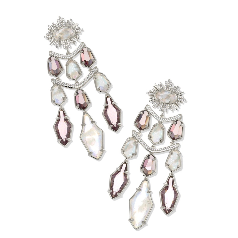 Kendra Scott Alexandria Tiered Statement Silver Dangle Earrings
